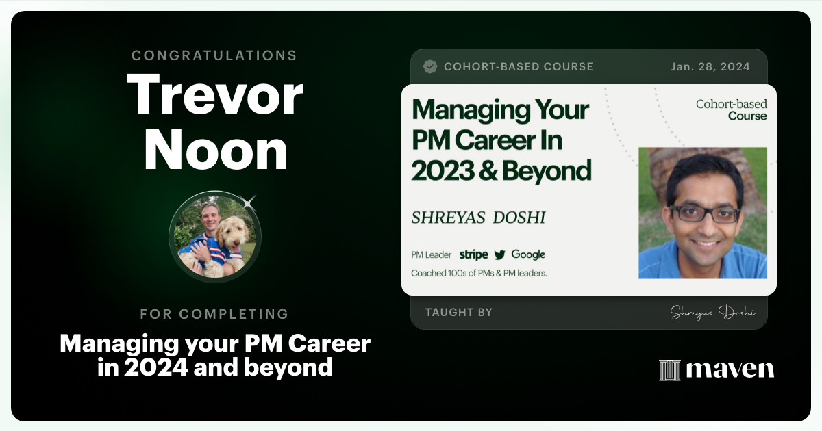 Certificate of Completion for Managing your PM Career in 2025 and beyond