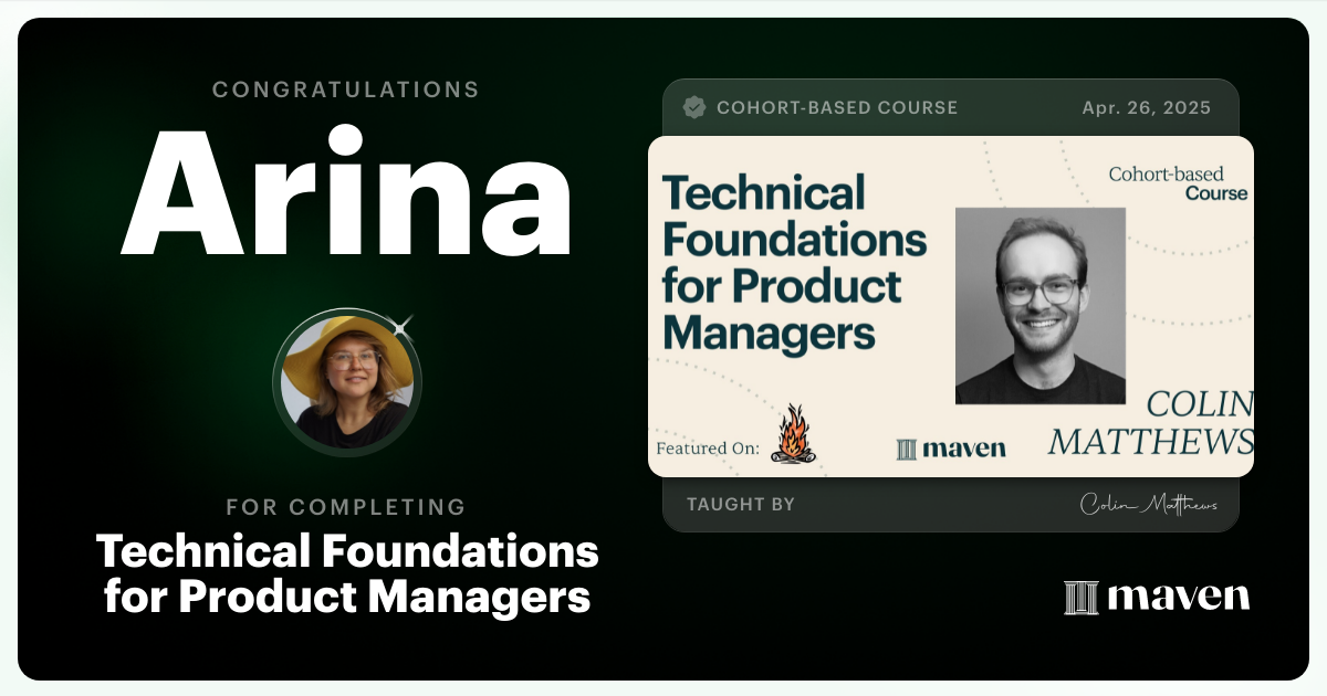Certificate of Completion for Technical Foundations for Product Managers