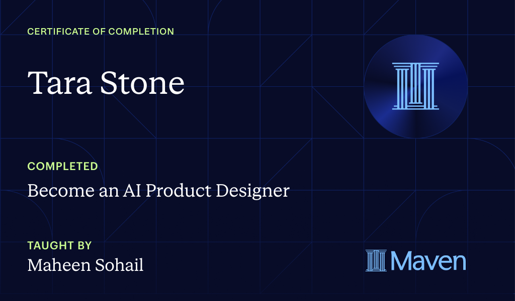 Certificate for Become an AI Product Designer