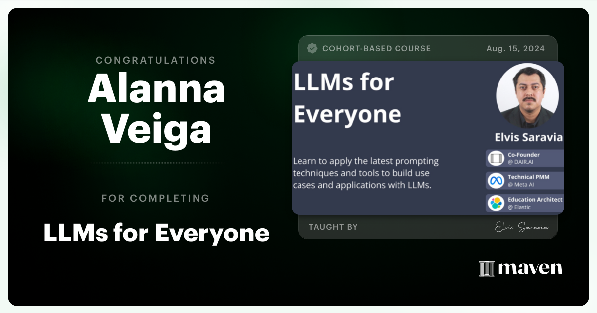 Certificate of Completion for LLMs for Everyone