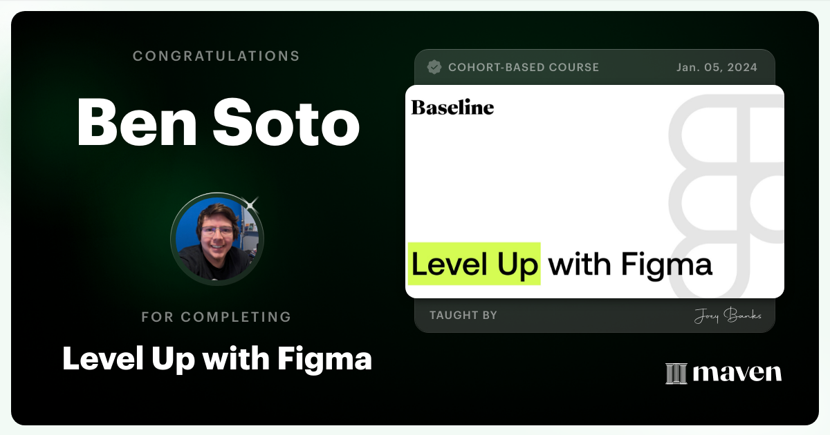 Certificate of Completion for Level Up with Figma