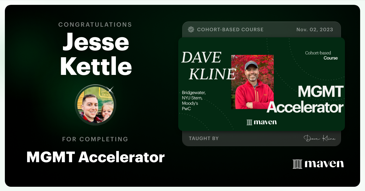 Certificate of Completion for MGMT Accelerator: AI-Enhanced Leadership