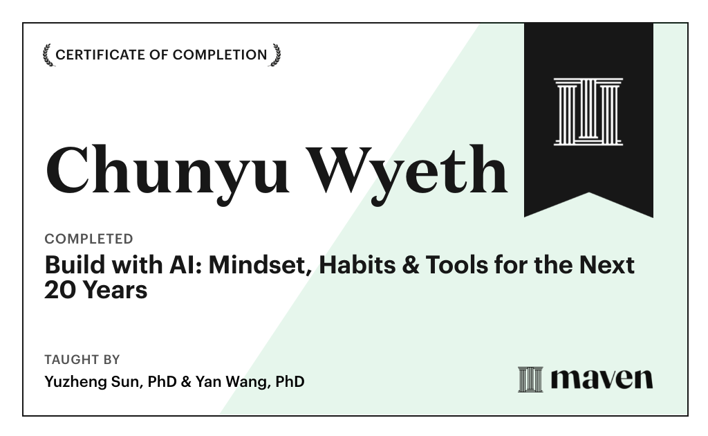 Certificate for Build with AI: Mindset, Habits & Tools for the Next 20 Years
