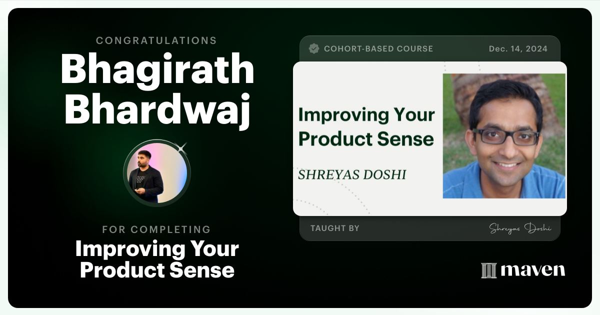Certificate of Completion for World-class Product Sense in Practice