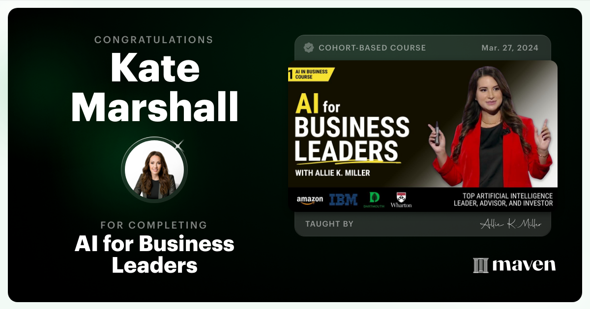 Certificate of Completion for AI for Business Leaders