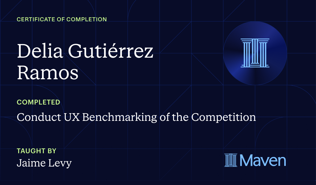 Certificate for Conduct UX Benchmarking of the Competition