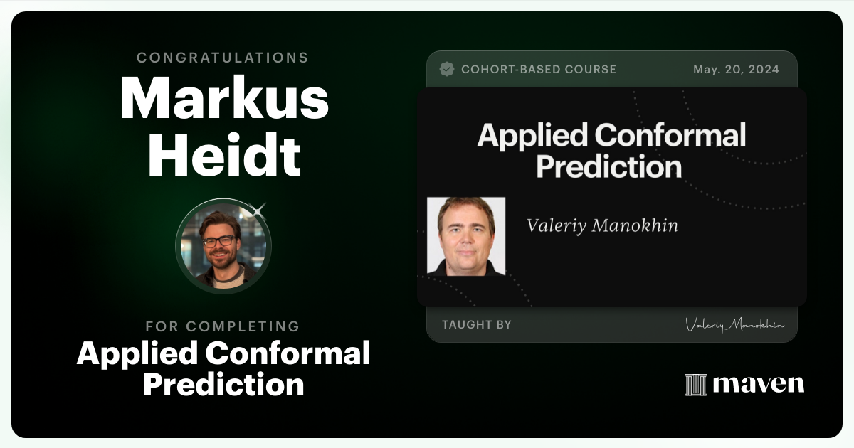Certificate of Completion for Applied Conformal Prediction
