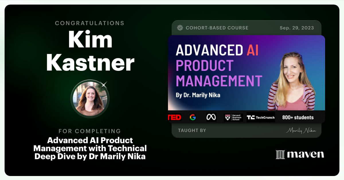 Certificate of Completion for Advanced AI Product Leadership Certification