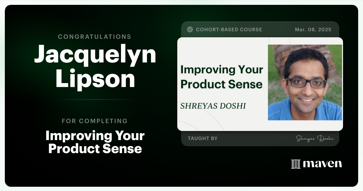 Certificate of Completion for World-class Product Sense in Practice