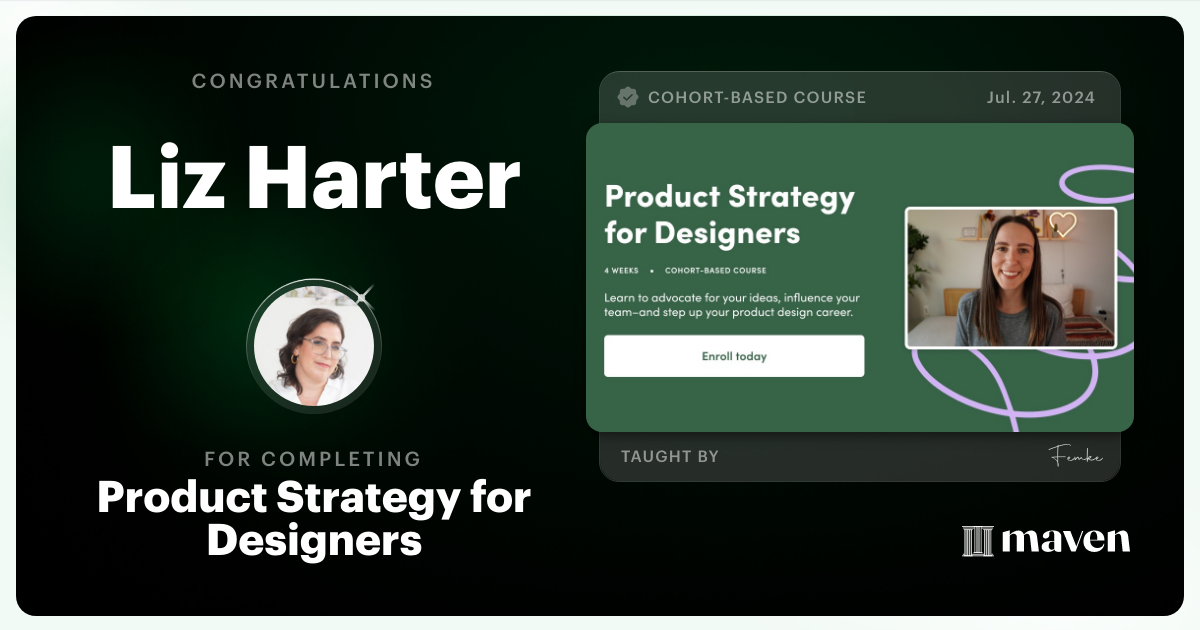 Certificate of Completion for Product Strategy for Designers