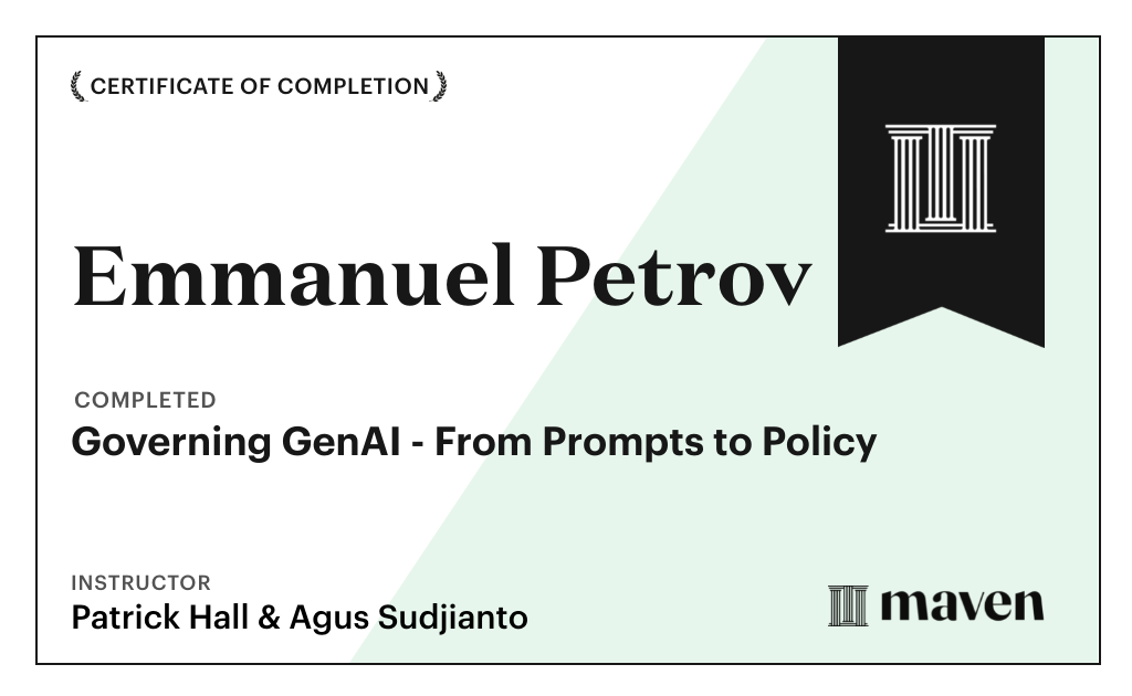Certificate for Governing GenAI - From Prompts to Policy