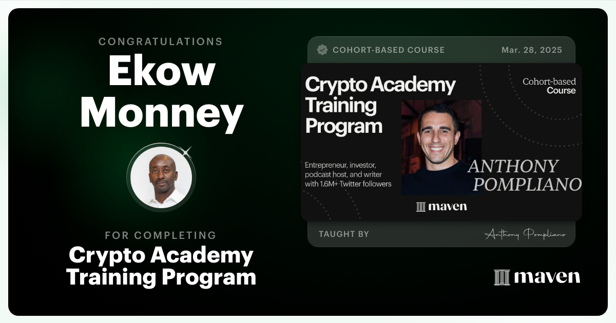 Certificate of Completion for Crypto Academy Training Program