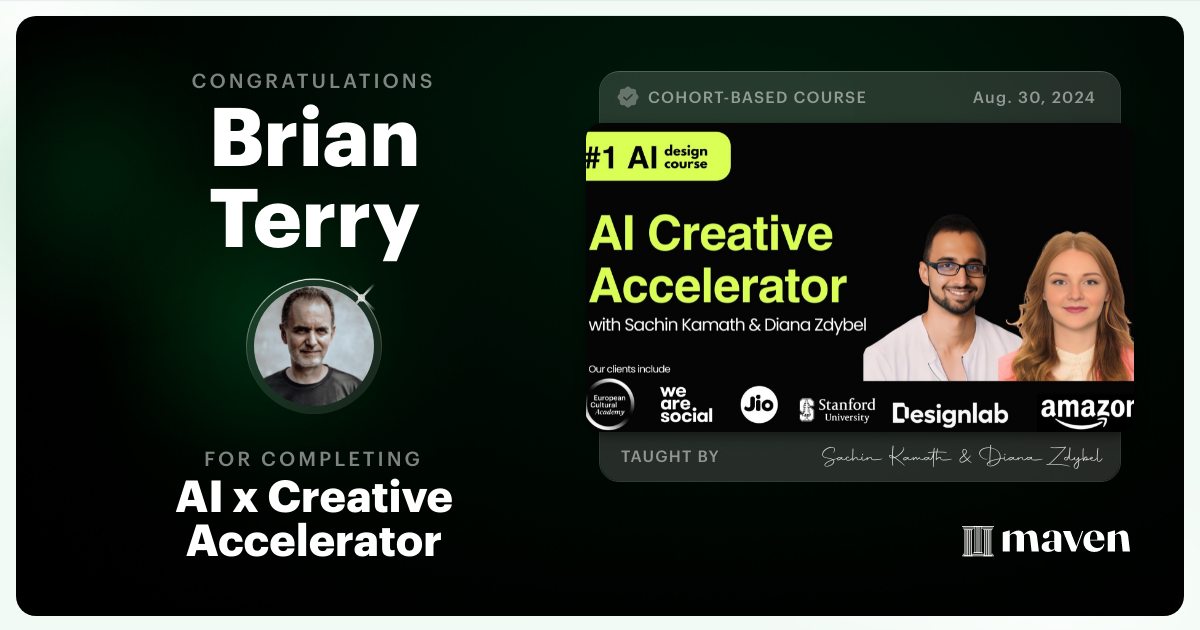 Certificate of Completion for AI x Creative Accelerator