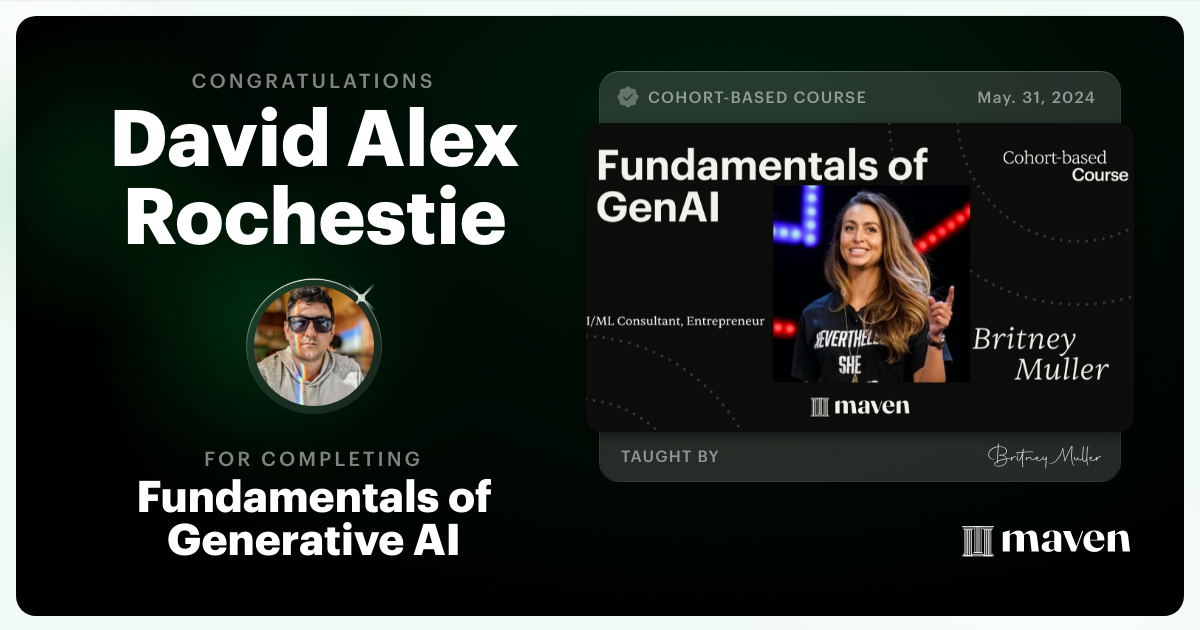 Certificate of Completion for Fundamentals of Generative AI