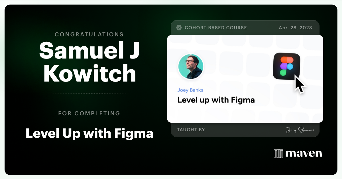 Certificate of Completion for Level Up with Figma