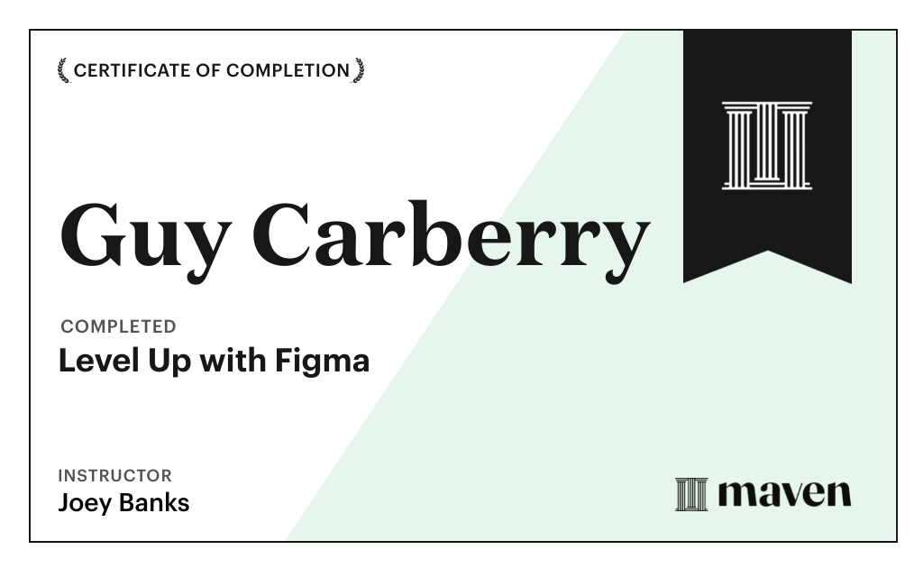 Certificate for Level Up with Figma