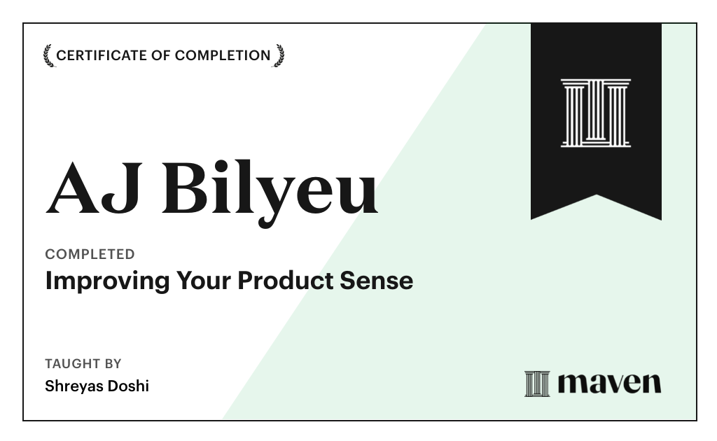 Certificate for World-class Product Sense in Practice