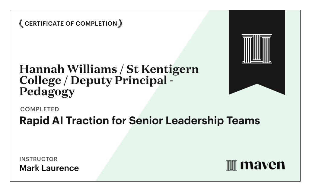 Certificate for Rapid AI Traction for Senior Leadership Teams