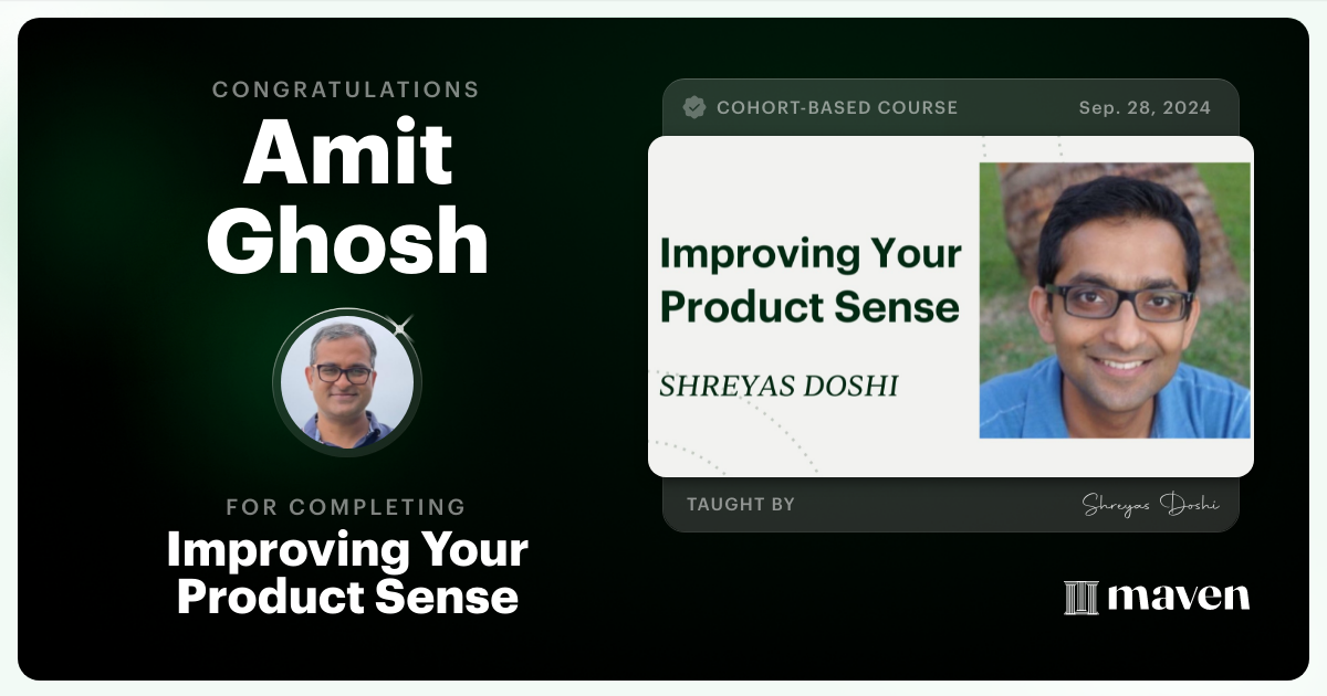 Certificate of Completion for World-class Product Sense in Practice