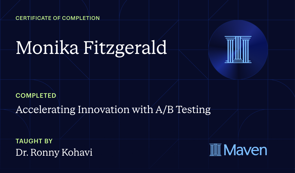 Certificate for Accelerating Innovation with A/B Testing
