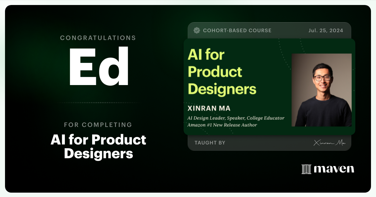 Certificate of Completion for AI for Product Designers