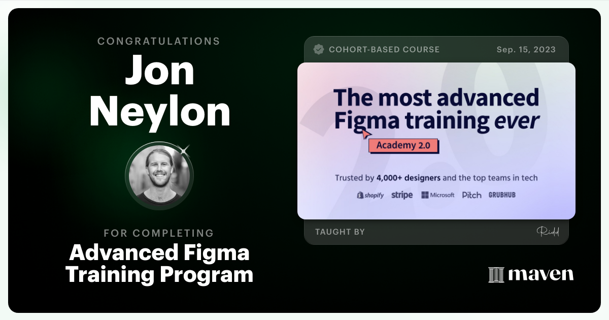 Certificate of Completion for Advanced Figma Training Program
