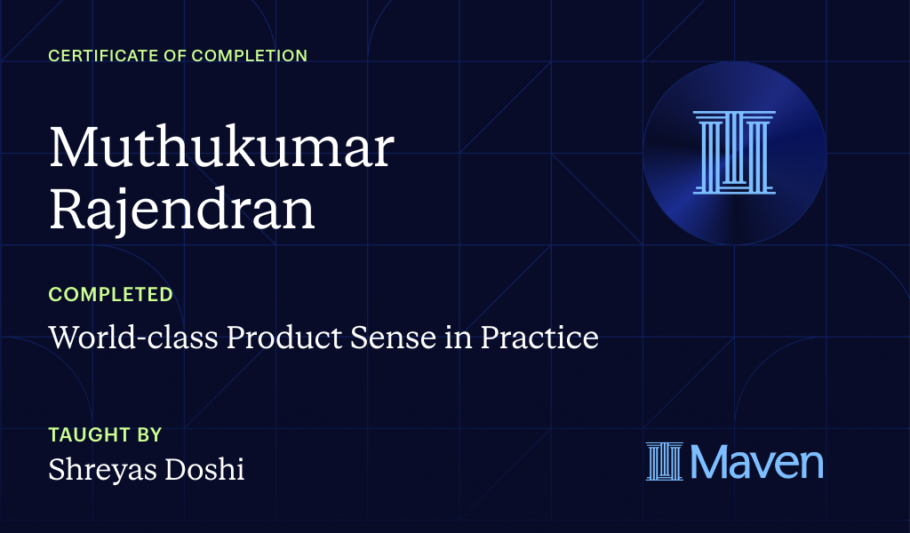 Certificate for World-class Product Sense in Practice