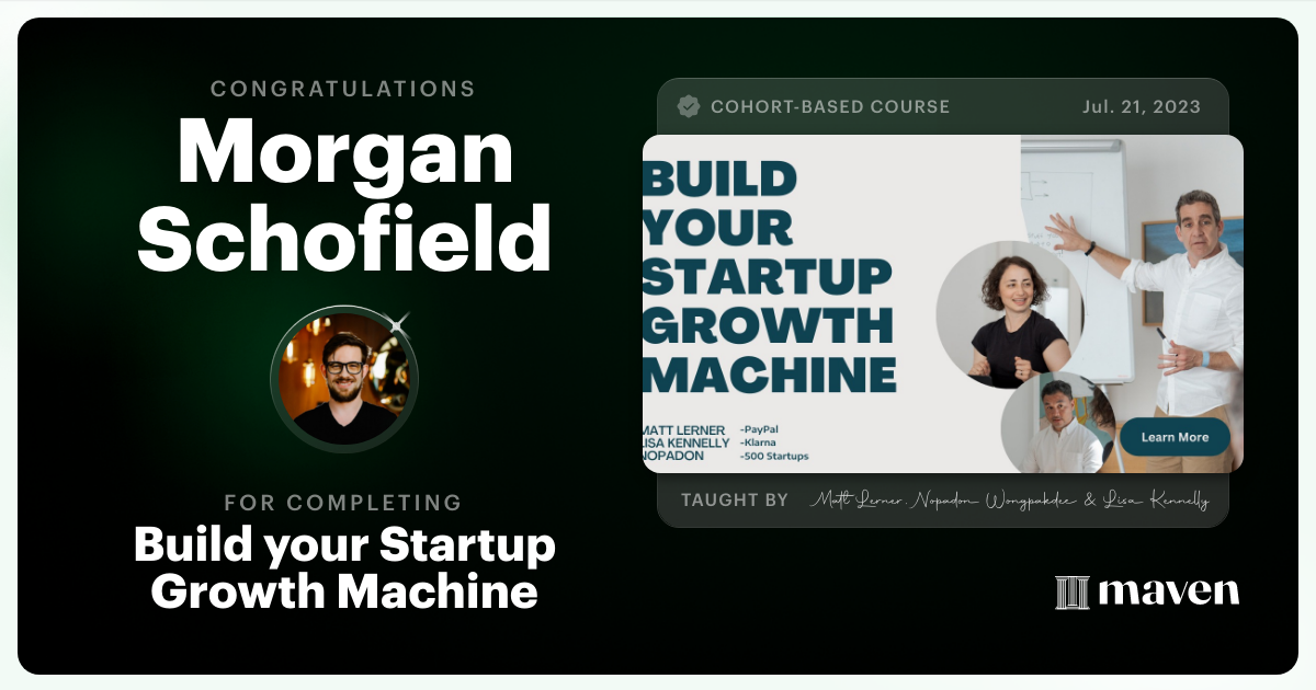 Certificate of Completion for Build your Startup Growth Machine