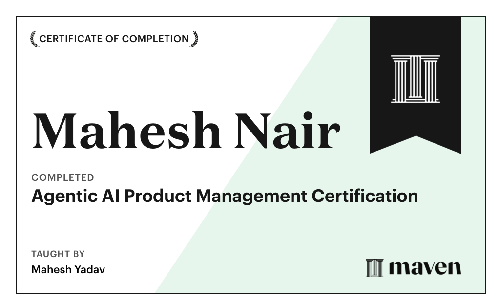 Certificate for Agentic AI Product Management Certification using Claude Code