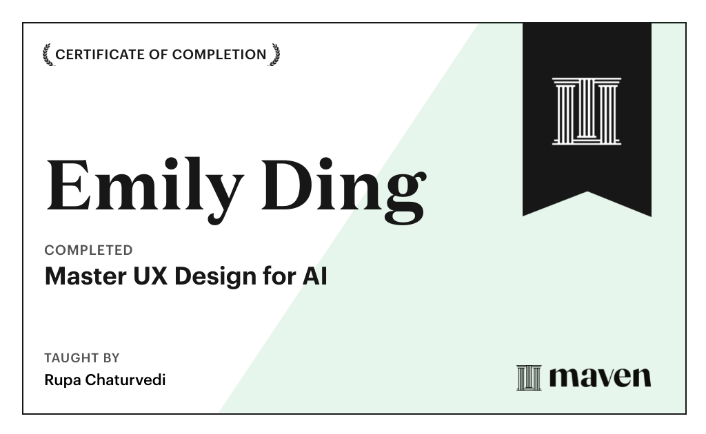 Certificate for Master UX Design for AI