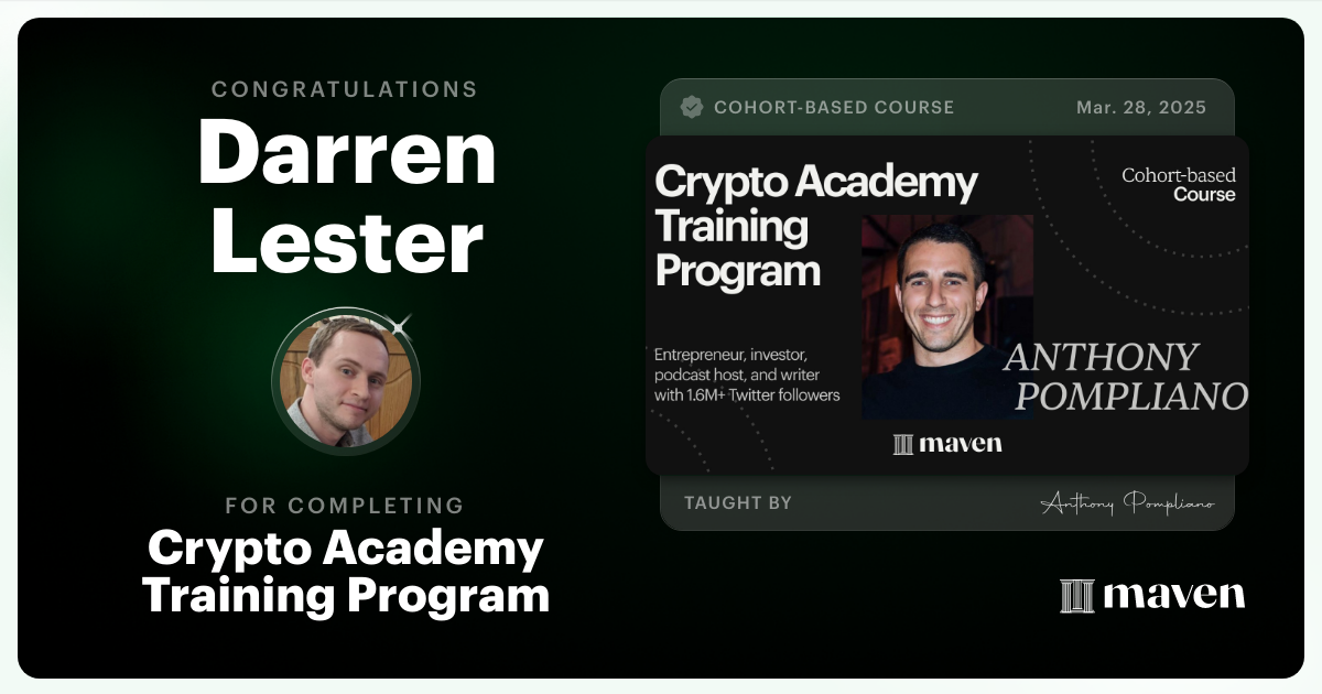 Certificate of Completion for Crypto Academy Training Program
