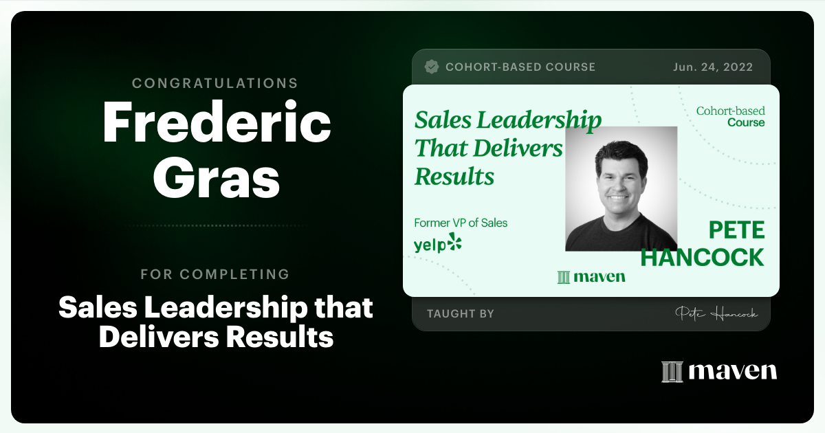 Certificate of Completion for Sales Leadership that Delivers Results