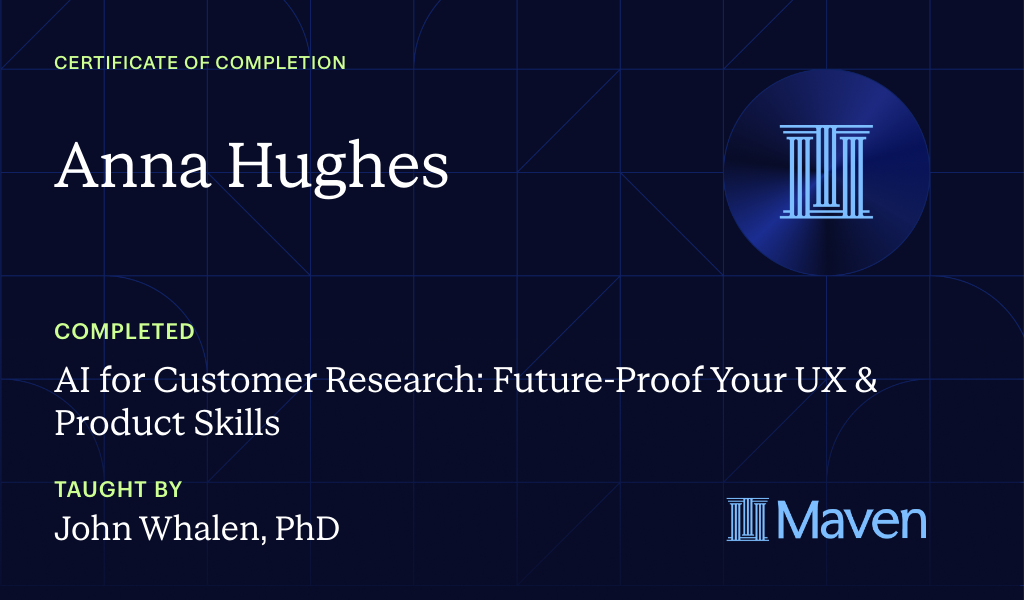 Certificate for AI for Customer Research: Deliver Trusted Insights at Scale