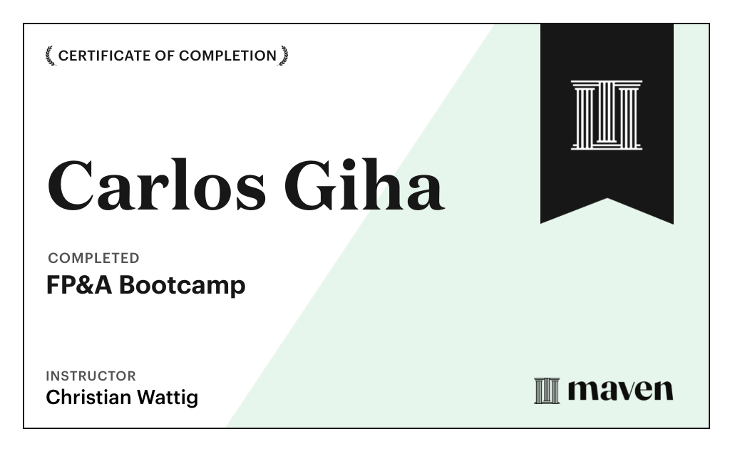 Certificate for FP&A Bootcamp