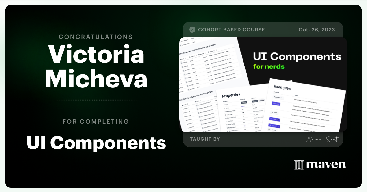 Certificate of Completion for UI Components