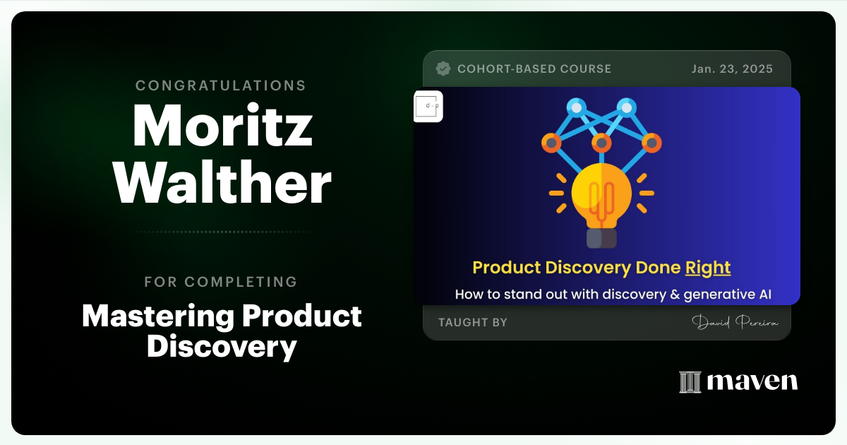 Certificate of Completion for Mastering Product Discovery