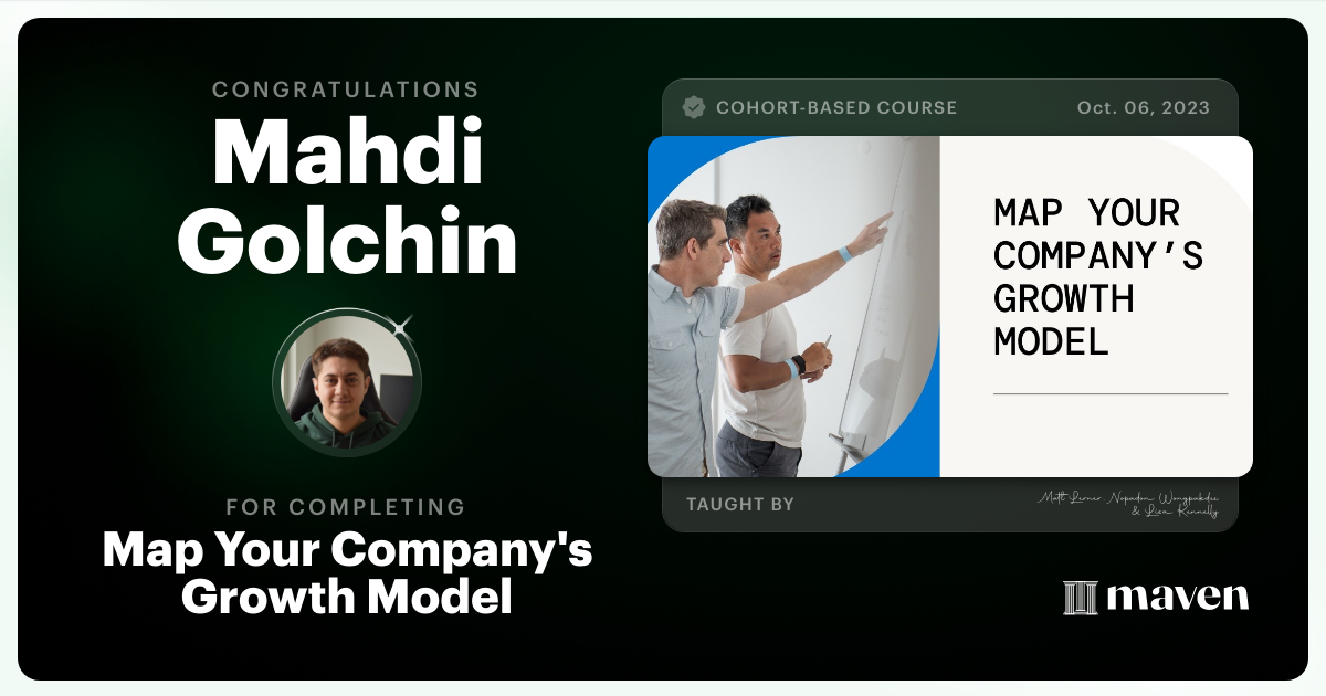 Certificate of Completion for Map Your Company's Growth Model