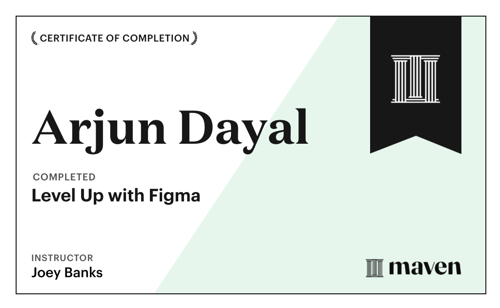 Certificate for Level Up with Figma