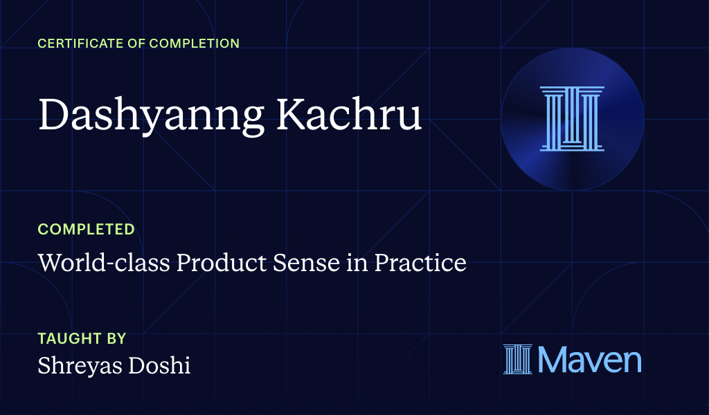 Certificate for World-class Product Sense in Practice