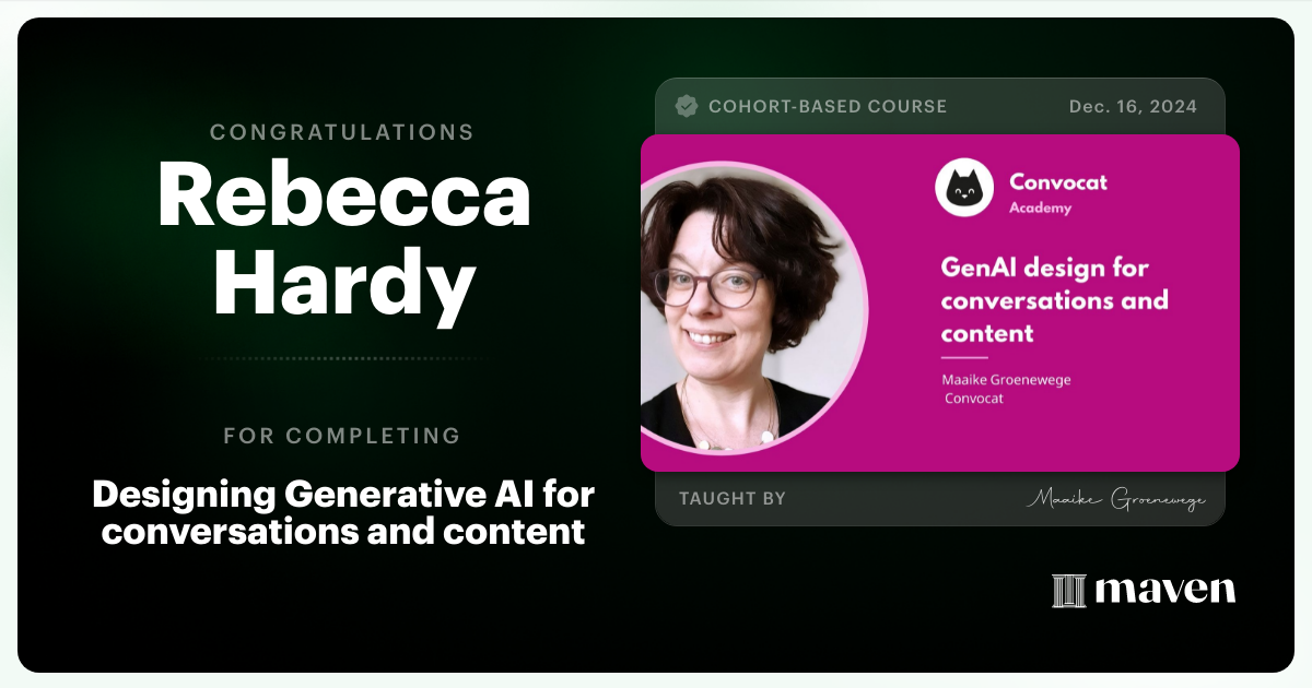 Certificate of Completion for Designing Generative AI for conversations and content