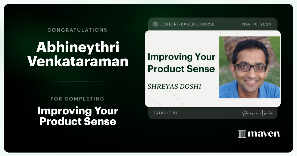 Certificate of Completion for World-class Product Sense in Practice