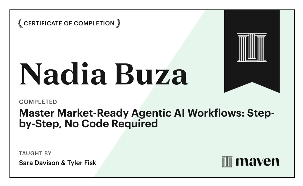 Certificate for Master Market-Ready Agentic AI Workflows: Step-by-Step, No Code Required