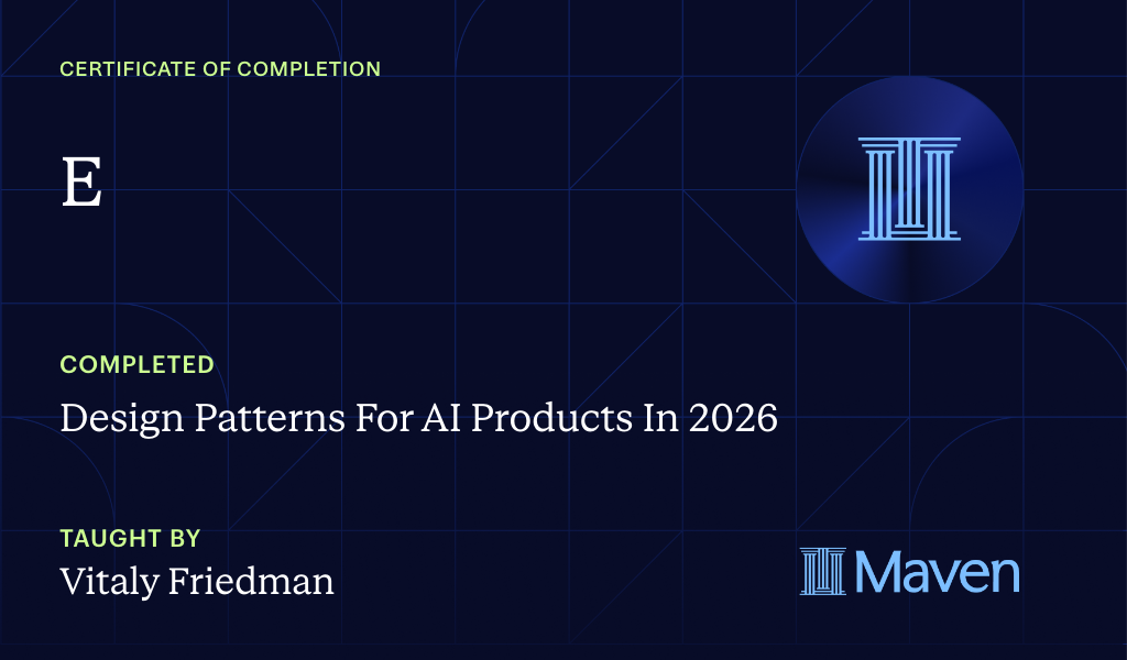 Certificate for Design Patterns For AI Products In 2026