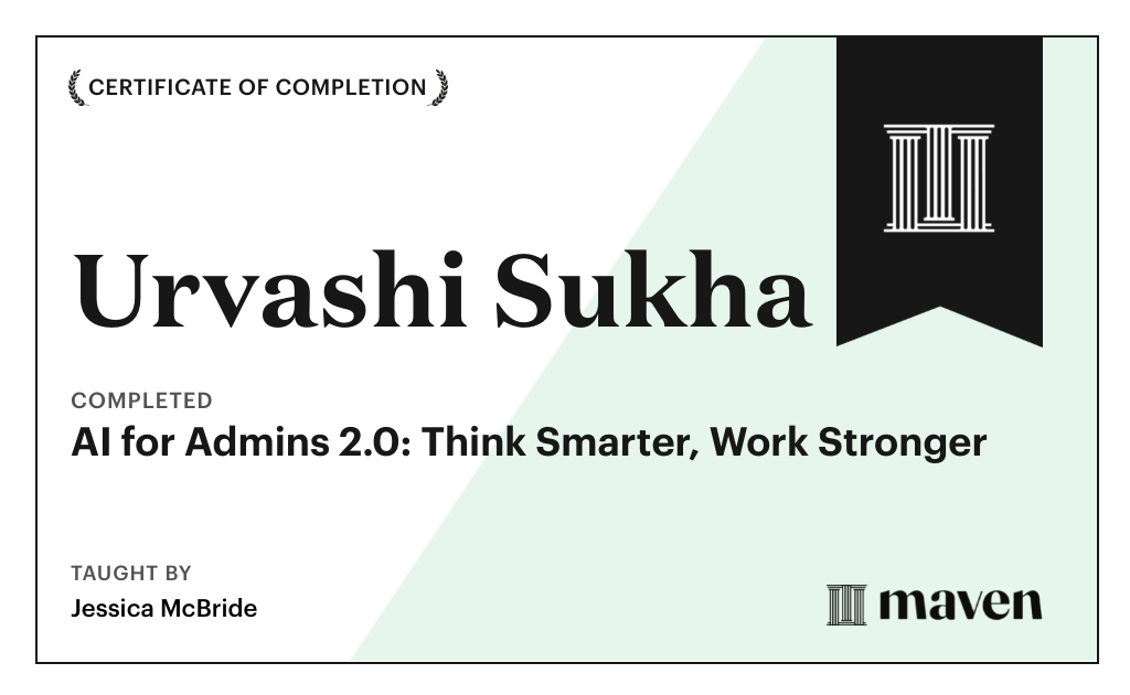 Certificate for AI for Admins 2.0: Think Smarter, Work Stronger