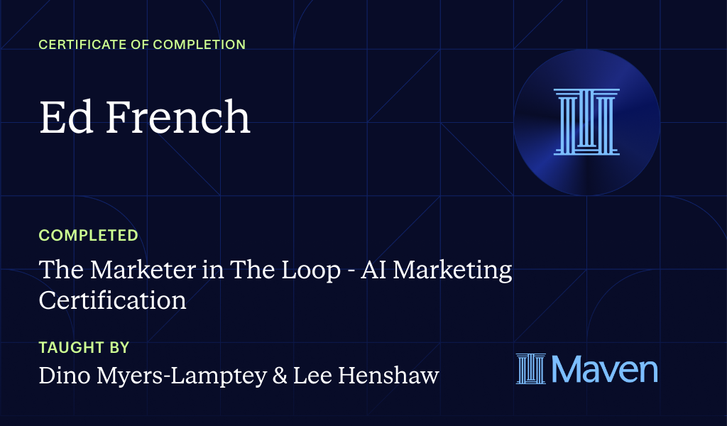 Certificate for The Marketer in The Loop  - AI Marketing Certification