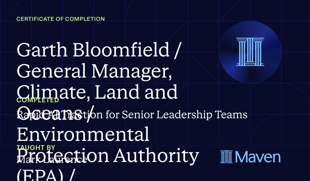 Certificate for Rapid AI Traction for Senior Leadership Teams