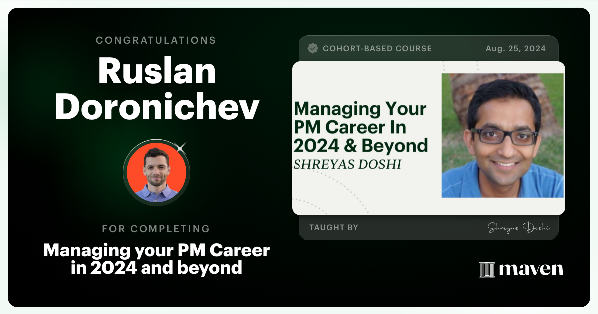 Certificate of Completion for Managing your PM Career in 2025 and beyond