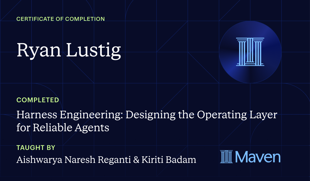 Certificate for Harness Engineering: Designing the Operating Layer for Reliable Agents