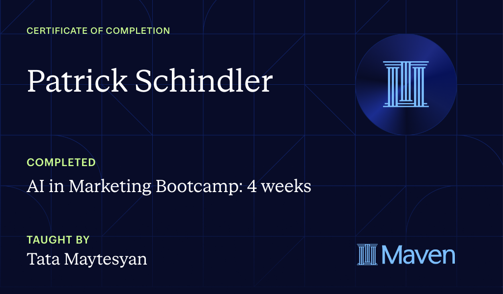 Certificate for AI in Marketing Bootcamp: 4 weeks