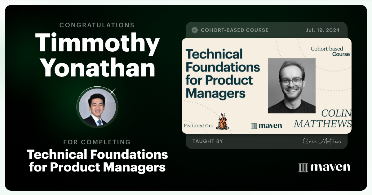 Certificate of Completion for Technical Foundations for Product Managers